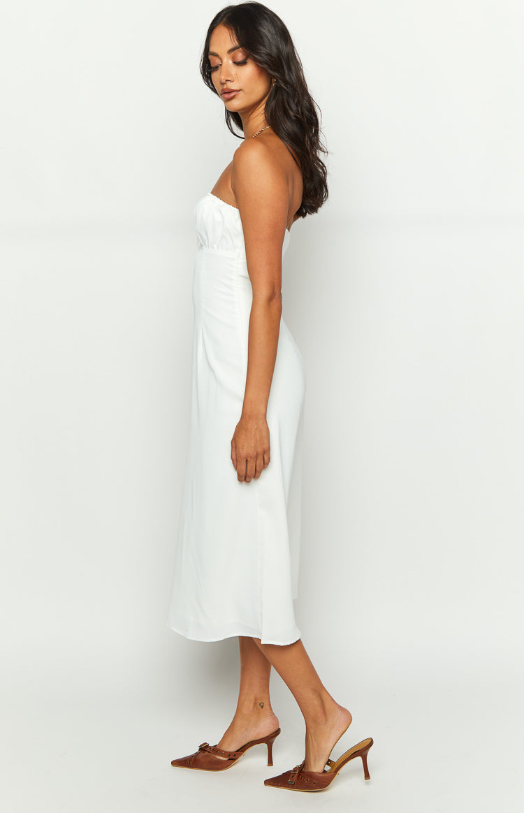Dion White Strapless Midi Dress Image
