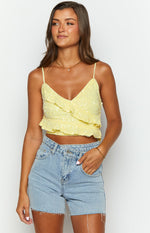 Dolly Yellow Sequin Crop Top Image