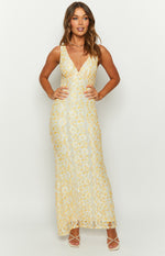 Farida Yellow Lace Maxi Dress Image
