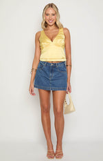Ivory Petal Yellow Satin Top Image