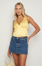 Ivory Petal Yellow Satin Top Image