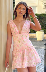 Effie Pink Floral Mini Dress Image