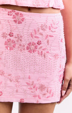 Eivissa Light Pink Beaded Mini Skirt Image