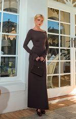 Elisha Chocolate Jersey Maxi Dress Image