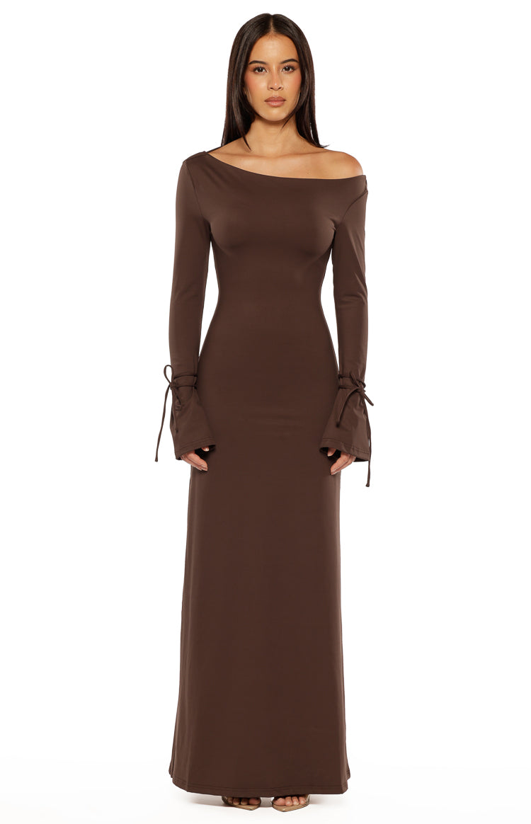 Elisha Chocolate Jersey Maxi Dress Image