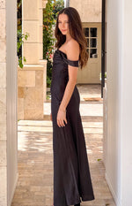 Ella Black Off Shoulder Formal Maxi Dress Image