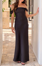 Ella Black Off Shoulder Formal Maxi Dress Image