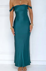 Ella Teal Off Shoulder Formal Maxi Dress