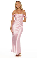 Ella Light Pink Off Shoulder Formal Maxi Dress