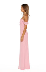 Ella Pink Off Shoulder Crepe Formal Maxi Dress Image