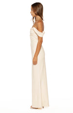 Ella Cream Crepe Formal Maxi Dress Image
