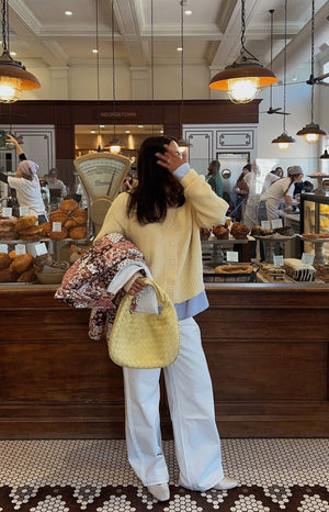 Beginning Boutique Ellia Butter Yellow Button Down Cardigan butter yellow long sleeve button down cardigan with ribbed cuffs and hem