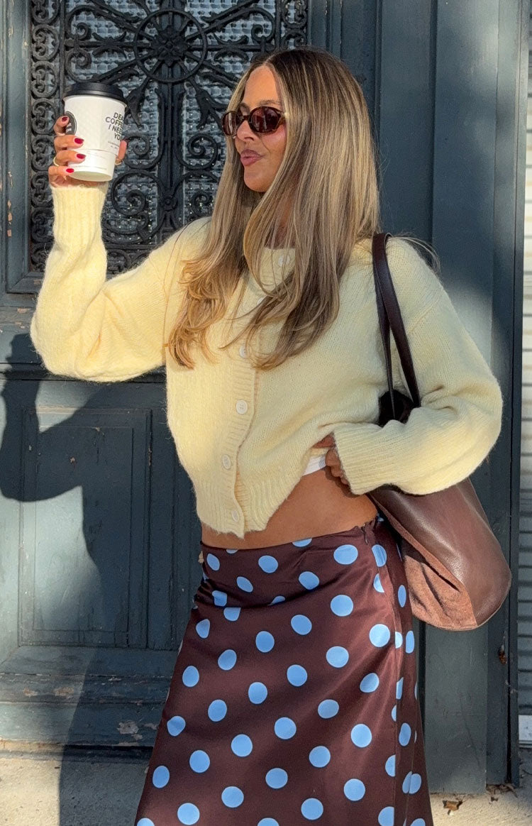 Ellia Butter Yellow Button Down Cardigan Image