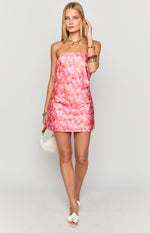Ellie Orange Floral Strapless Mini Dress Image