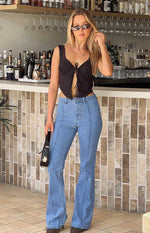 Elowen Mid Wash Flared Denim Jeans Image