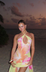 Elowen Yellow Hibiscus Floral Halter Maxi Dress Image