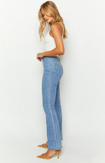 Elowen Mid Wash Flared Denim Jeans Image