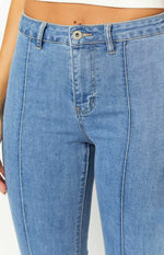 Elowen Mid Wash Flared Denim Jeans Image