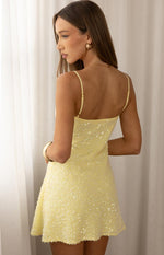 Evani Yellow Sequin Party Mini Dress Image