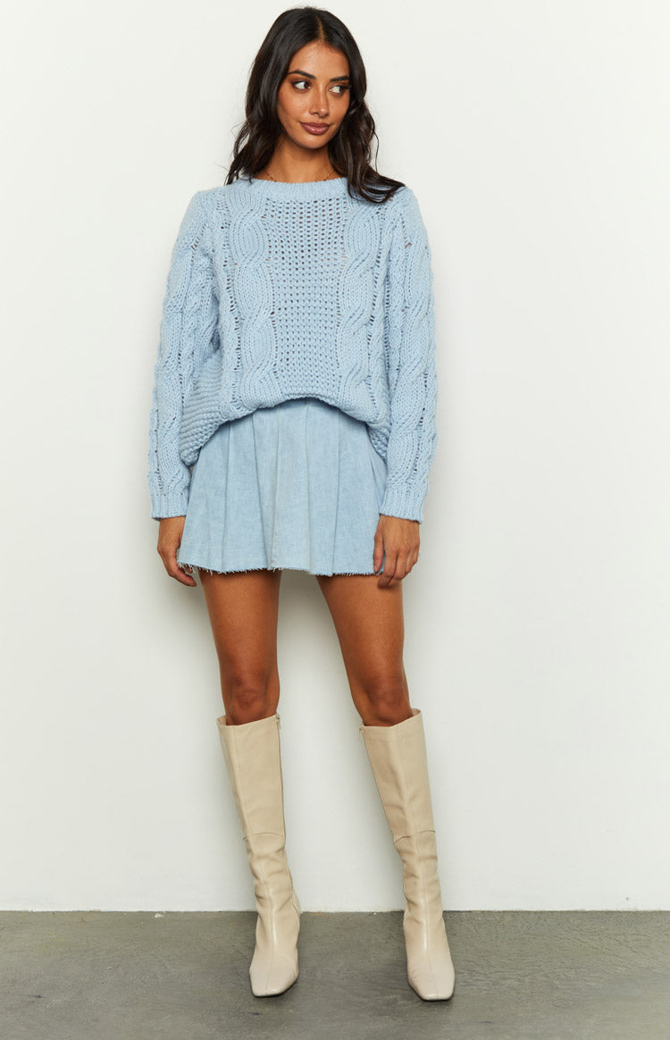 Everlea Blue Cable Knit Sweater Image