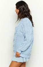 Everlea Blue Cable Knit Sweater Image