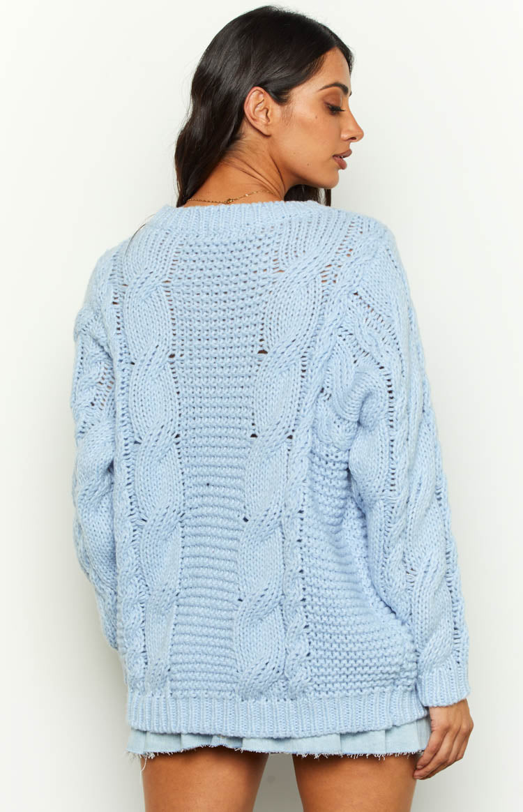 Everlea Blue Cable Knit Sweater Image