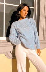 Everlea Blue Cable Knit Sweater Image