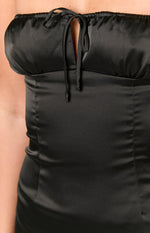 Faith Black Satin Strapless Mini Dress Image