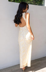 Farida Yellow Lace Maxi Dress Image