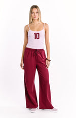 Flo Burgundy Wide Leg Pants Image
