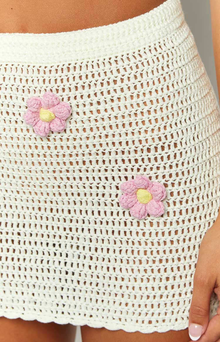 Flower Power White Mini Skirt Image