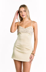 Fran Gold Sequin Contrast Party Mini Dress Image