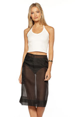 Francesca Black Organza Sheer Midi Skirt Image