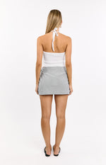 Frazer Blue Stripe Tie Side Mini Skirt Image