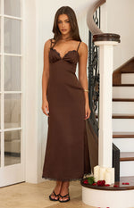 Freilla Brown Satin Midi Dress Image
