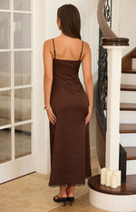 Freilla Brown Satin Midi Dress Image
