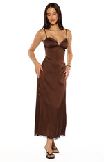 Freilla Brown Satin Midi Dress Image
