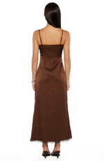 Freilla Brown Satin Midi Dress Image