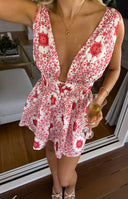 Genovia Red Tile Print Mini Dress