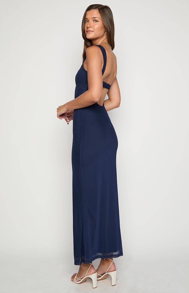 Gabriella Navy Mesh Maxi Dress Image