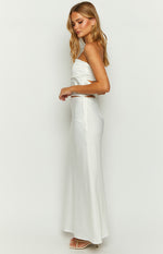 Genevieve White Satin Maxi Skirt Image