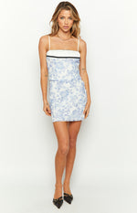 Gianna Blue Print Mini Skirt Image