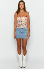 Gill Pink Floral Mesh Top Image