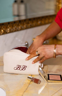 Glow Time White Embroidered Makeup Bag (FREE over £90)