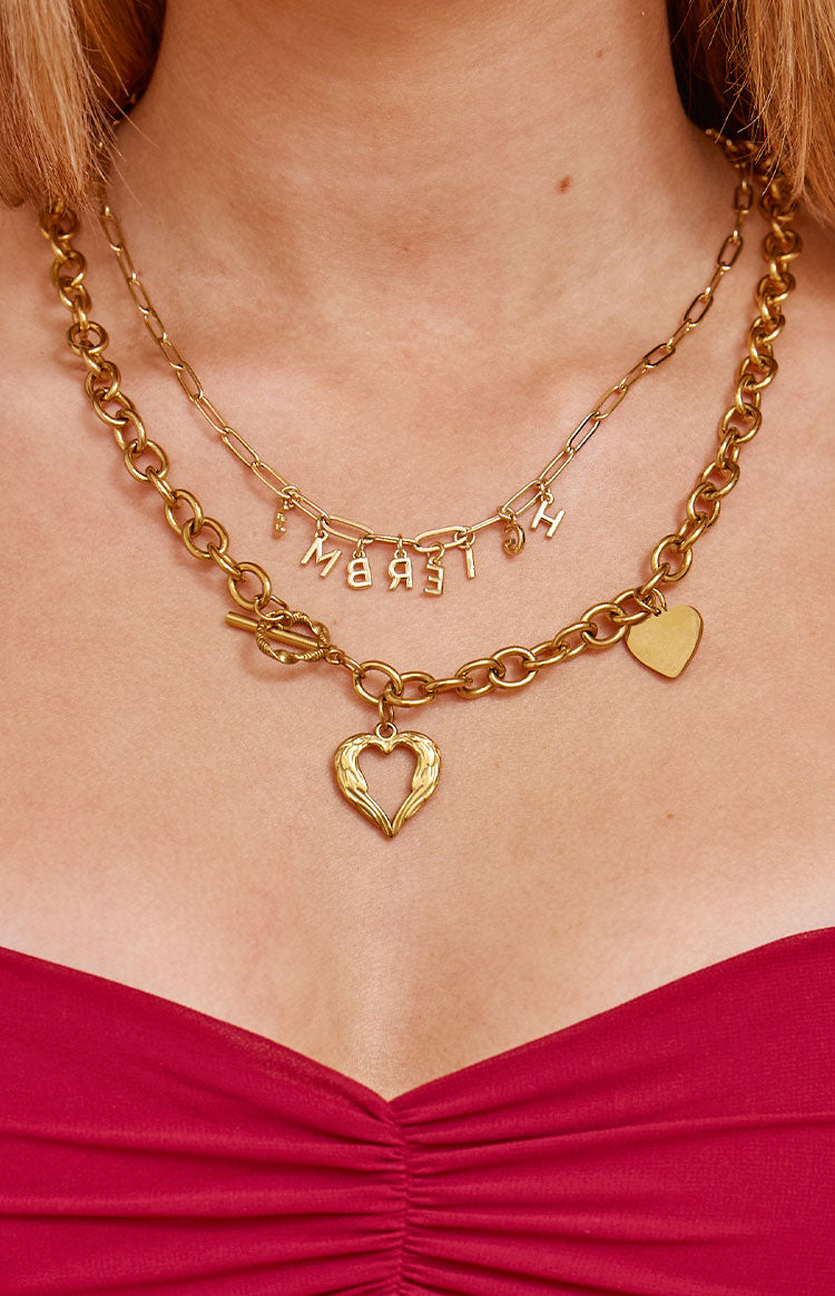 Gold Heart Chain Necklace Image