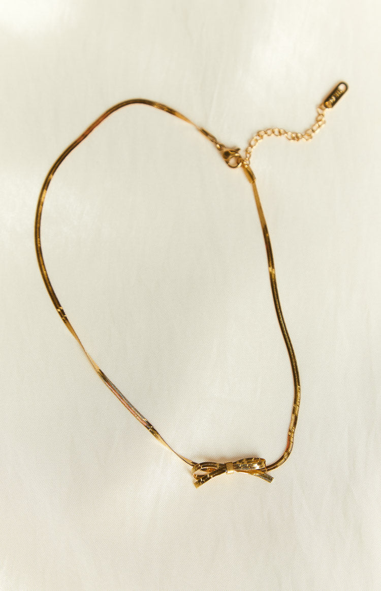 Brylee Gold Bowknot Pendant Necklace Image