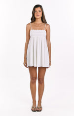 Gracelyn White Eyelet Embroidered Mini Dress Image
