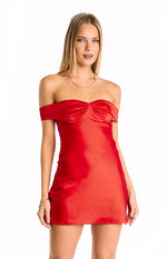 Gracie Red Off Shoulder Party Mini Dress Image