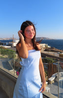 Beginning Boutique Maiah Blue Formal Maxi Dress light blue satin strapless maxi with draped bodice