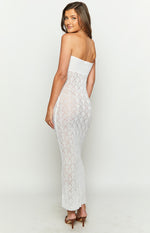 Halina White Knit Strapless Maxi Dress Image